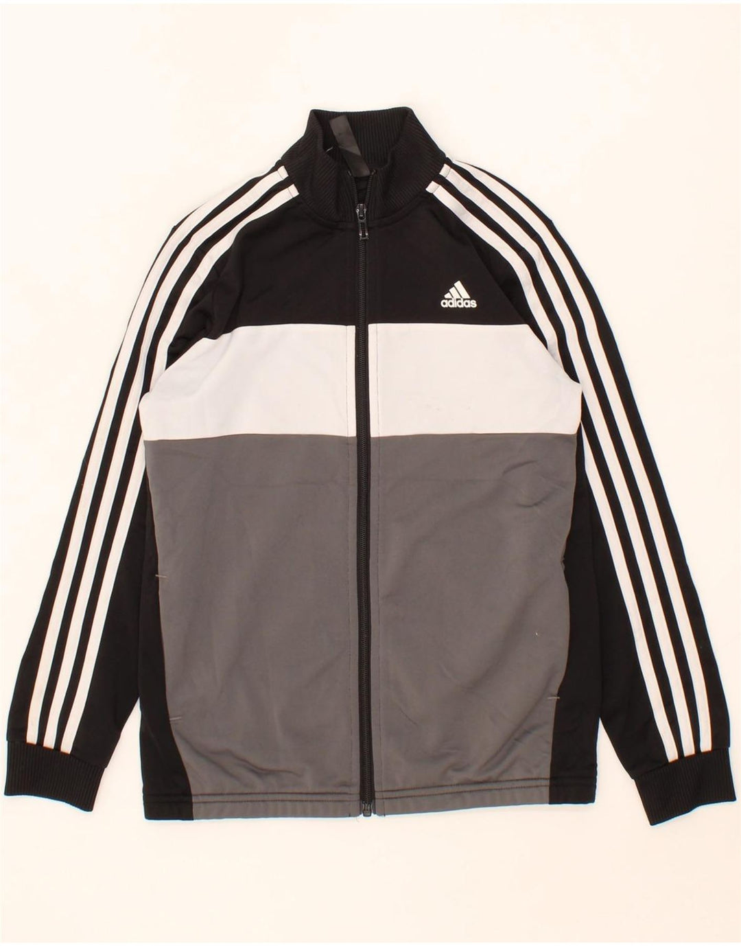 ADIDAS Boys Tracksuit Top Jacket 11-12 Years Black Colourblock Polyester Vintage Adidas and Second-Hand Adidas from Messina Hembry 