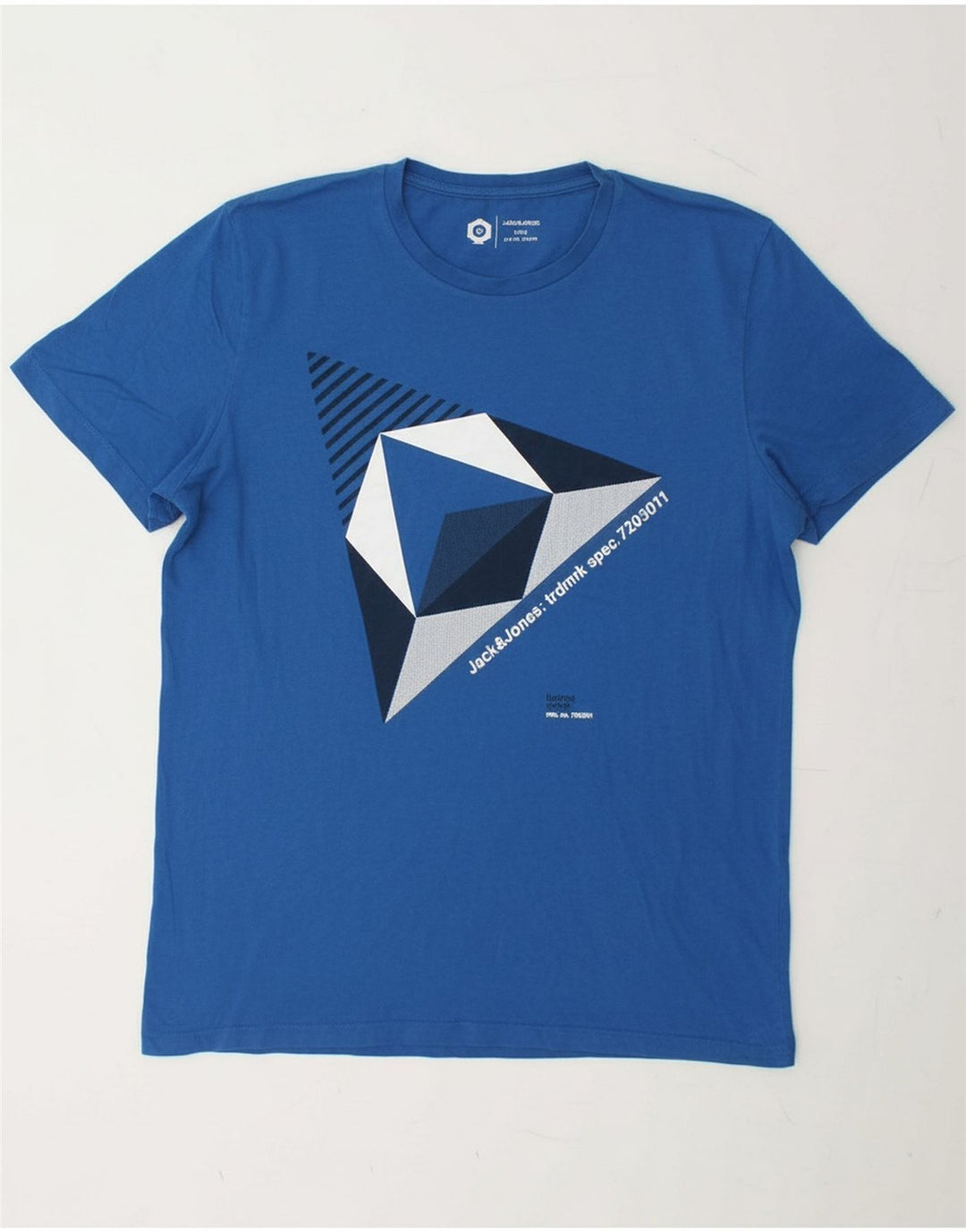 JACK & JONES Mens Graphic T-Shirt Top Medium Blue Cotton
