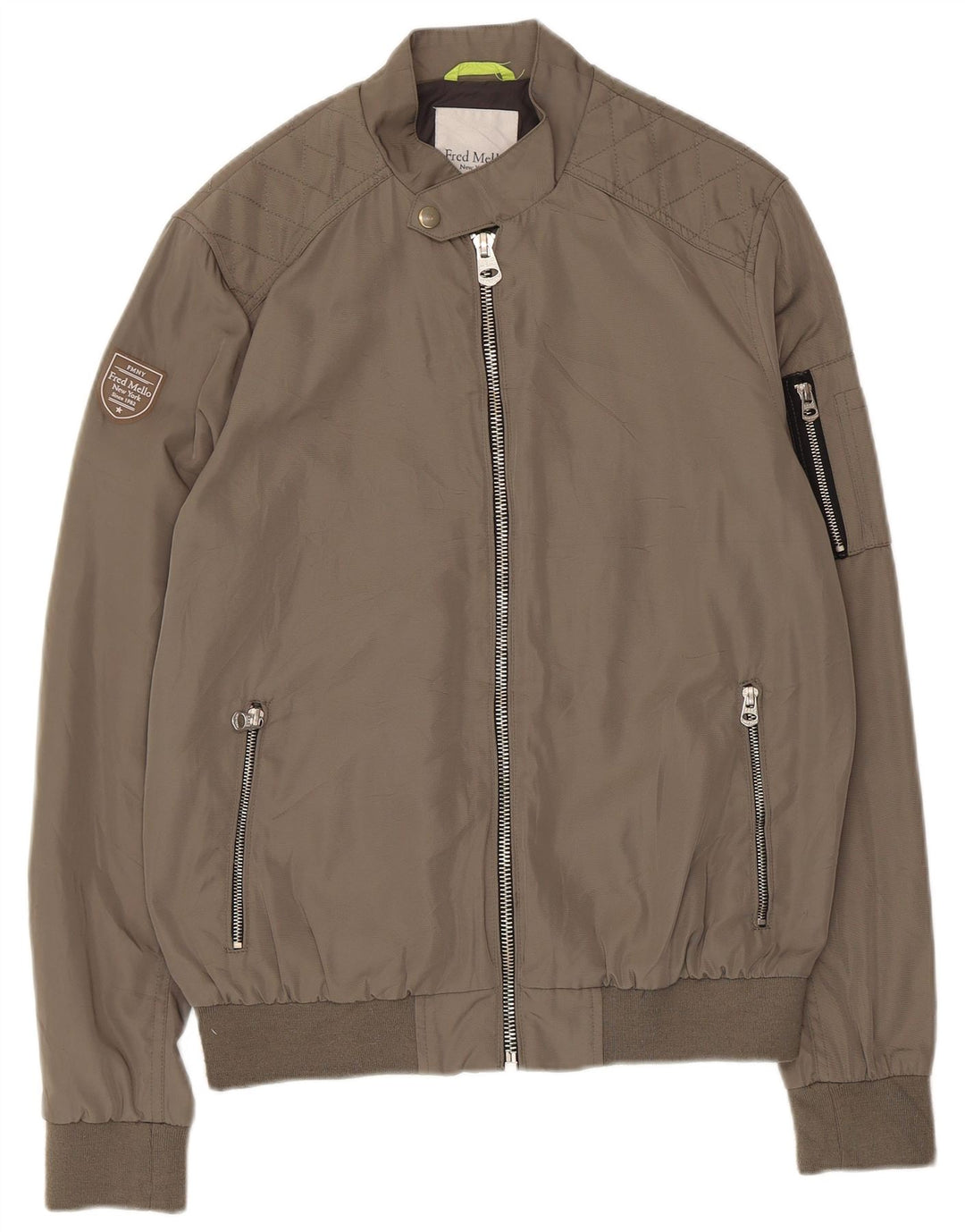 Fred Mello Mens Bomber Jacket UK 38 Medium Grey Polyamide