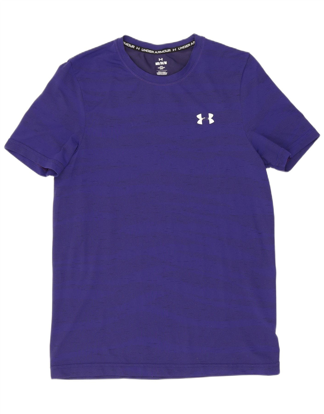 Under Armour Mens T-Shirt Top Medium Navy Blue Striped