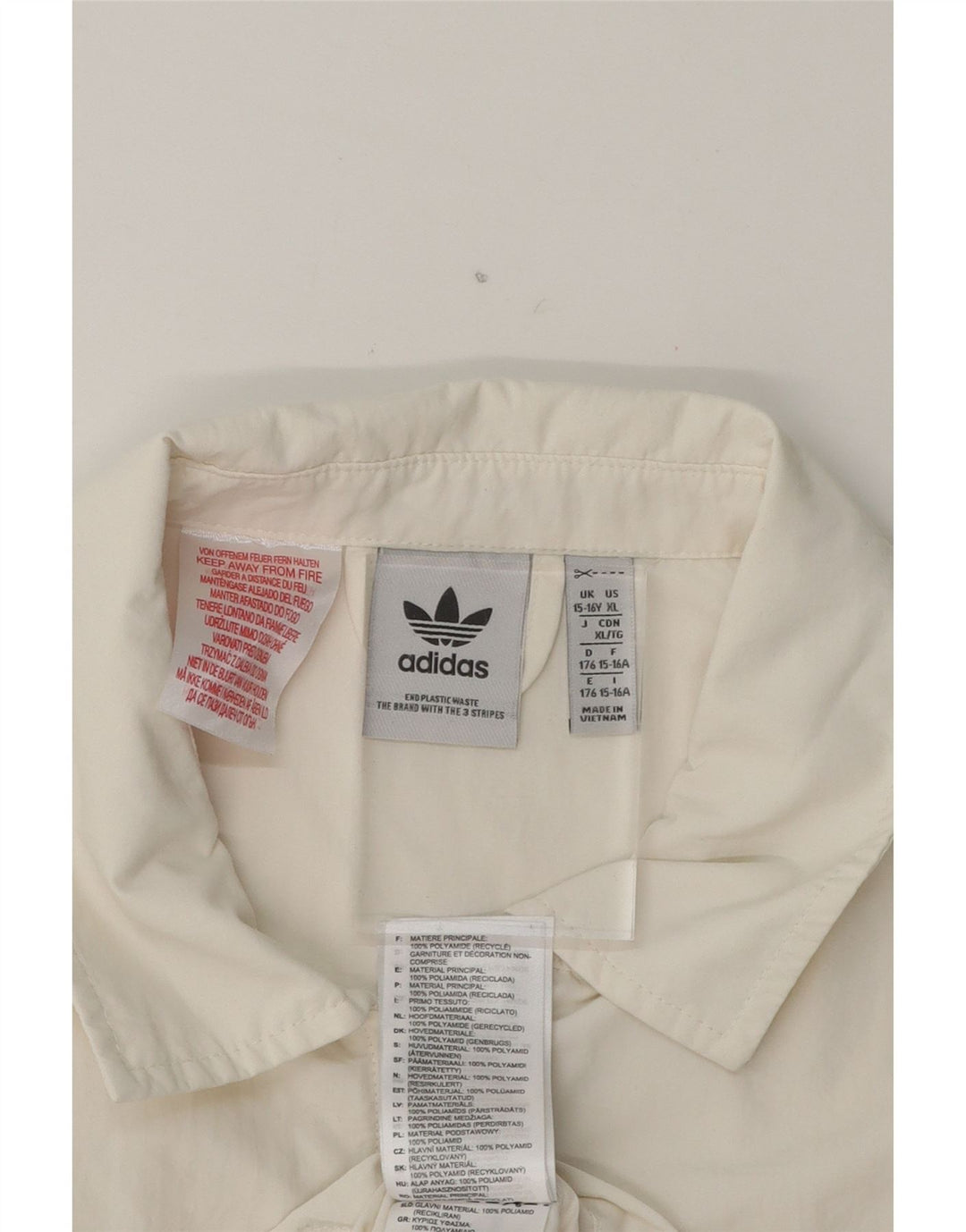 ADIDAS Boys Graphic Tracksuit Top Jacket 15-16 Years White Polyamide Vintage Adidas and Second-Hand Adidas from Messina Hembry 