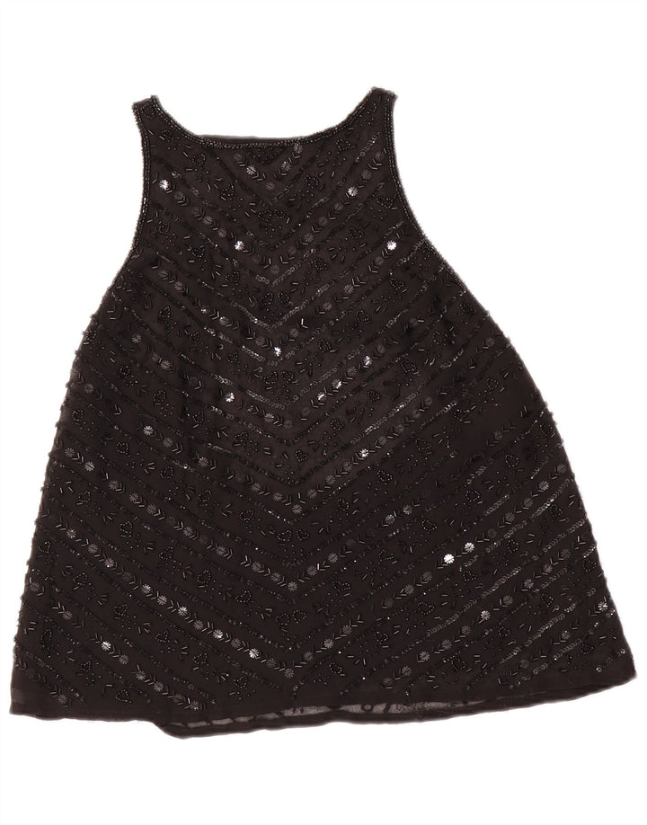 Topshop Womens Sleeveless Blouse Top UK 12 Medium Black Polyester