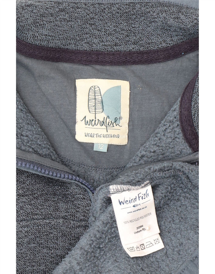 Weird Fish Womens Zip Neck Sweatshirt Jumper UK 12 Medium  Grey Polyester