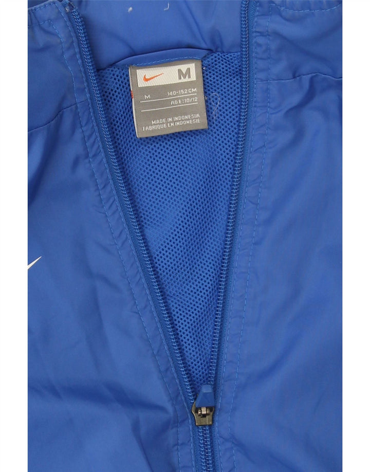 Giacca antipioggia con cappuccio Nike da ragazzo 10-11 anni in nylon color block blu medio