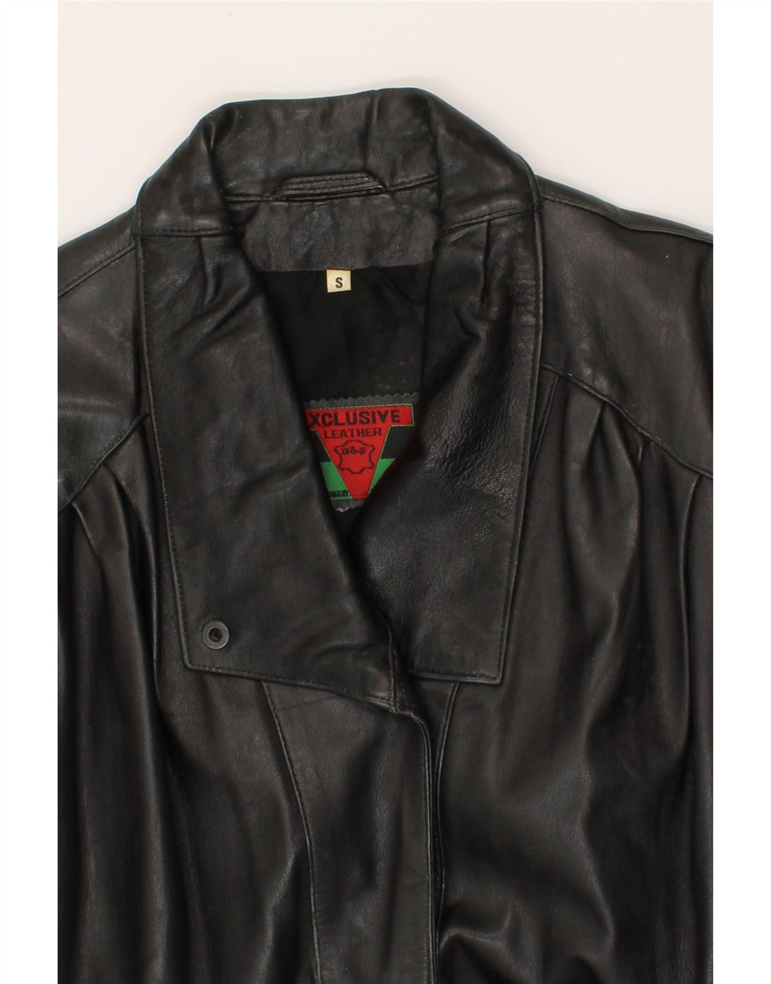 VINTAGE Womens Oversized Leather Coat UK 10 Small Black Leather Vintage Vintage and Second-Hand Vintage from Messina Hembry 
