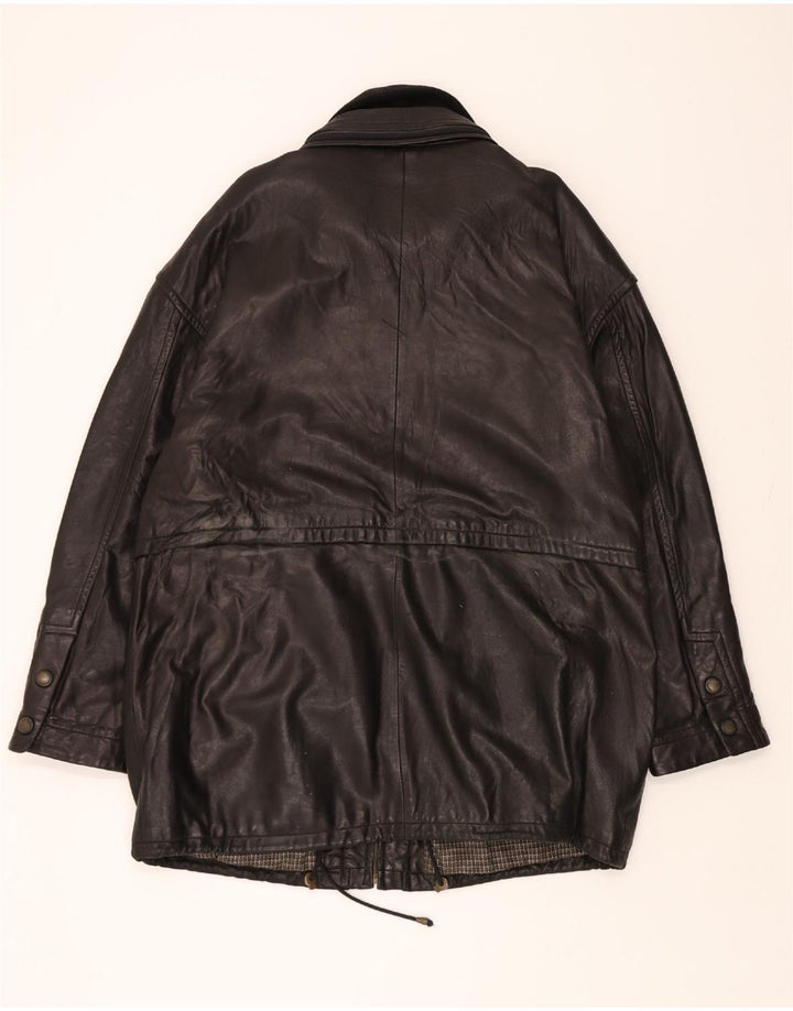 ITALLO Mens Leather Coat IT 54 2XL Black Leather Vintage Itallo and Second-Hand Itallo from Messina Hembry 