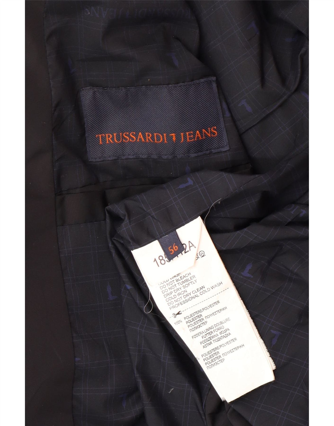 TRUSSARDI JEANS Polstret jakke til mænd IT 56 3XL Sort Polyester