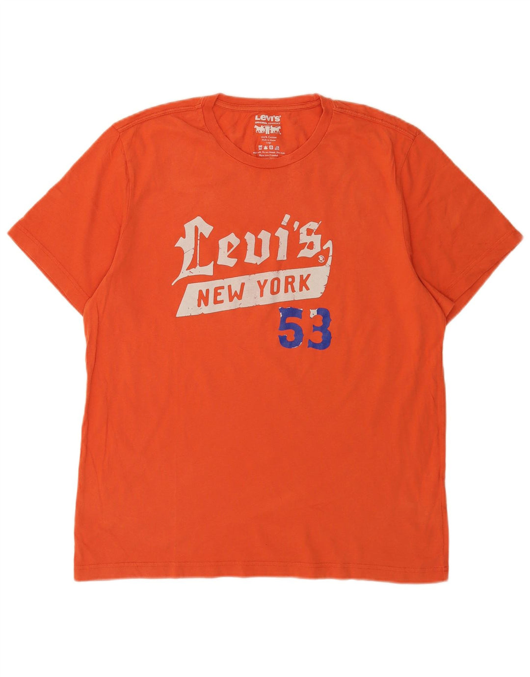 Levi's Mens Graphic T-Shirt Top Large Orange Cotton