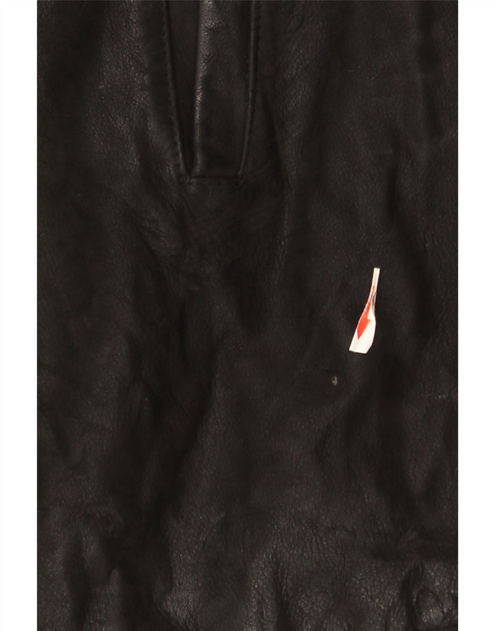 Desi Mens Double Breasted Leather Jacket UK 42 XL Black Leather