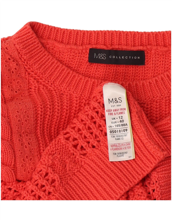 Marks & Spencer Womens Crew Neck Jumper Sweater UK 12 Medium Orange