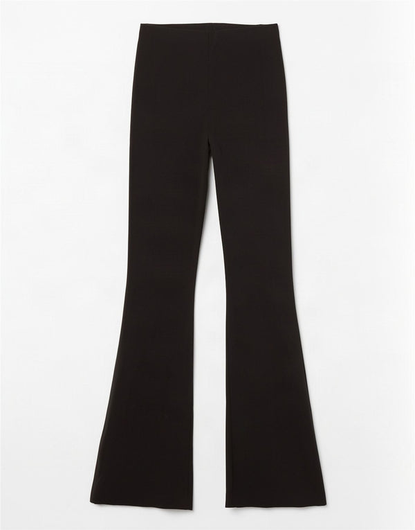 Topshop Damen Flare Freizeithose UK 10 Small W28 L32 Schwarze Viskose