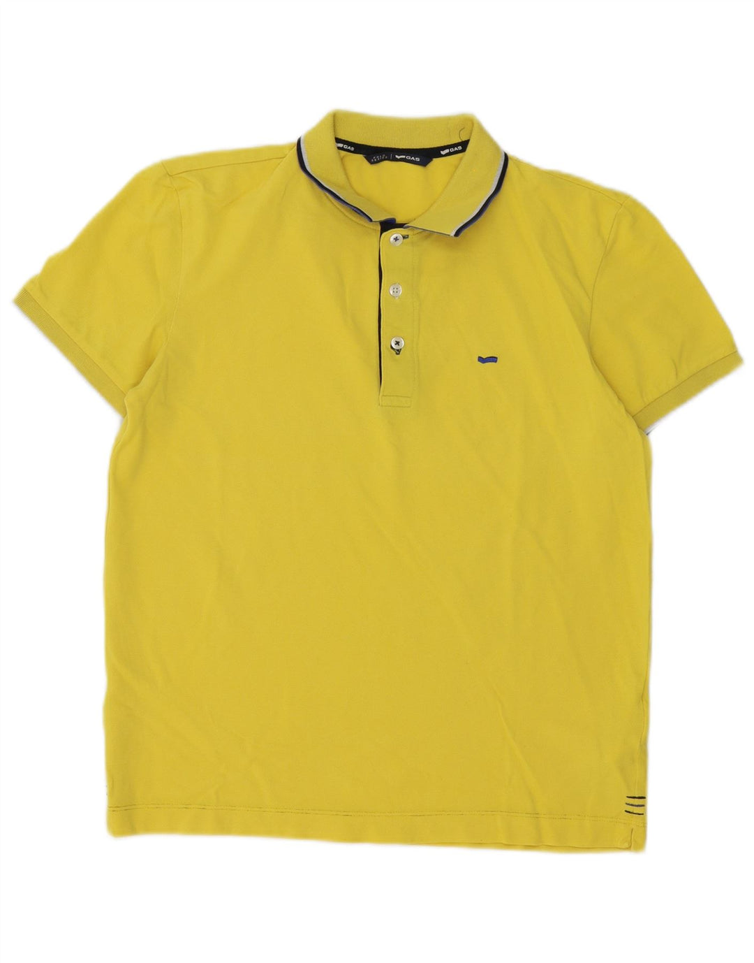 Gas Mens Polo Shirt Medium Yellow Striped Cotton