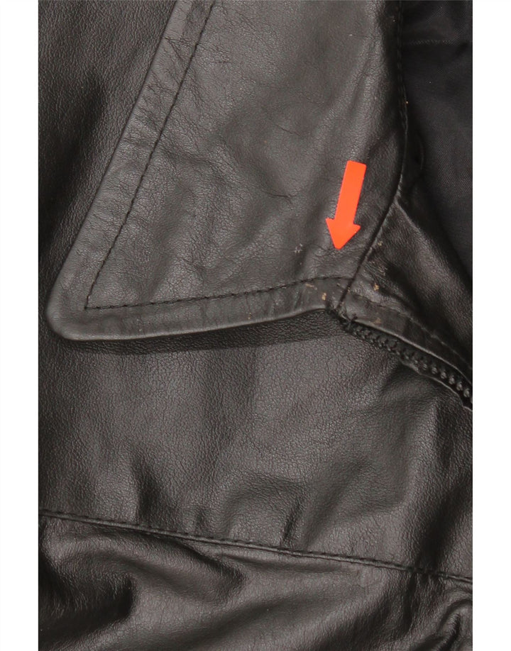 Piccini Mens Leather Jacket IT 58 2XL Black Leather