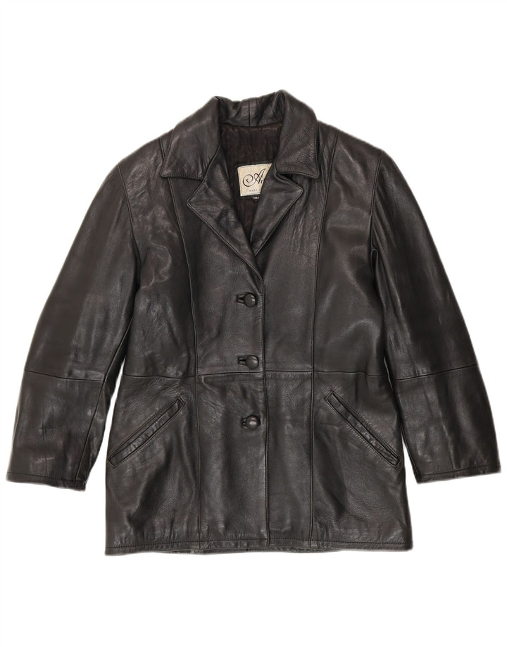 Arianna Damen Lederjacke IT 42 Mittelschwarzes Leder