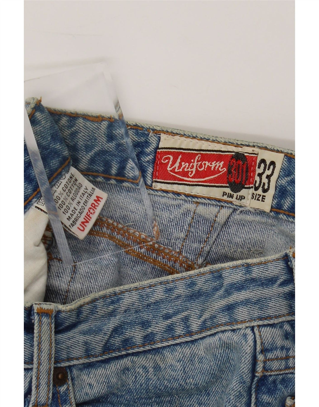 UNIFORM Mens Tapered Jeans W33 L32 Blue Cotton Vintage Uniform and Second-Hand Uniform from Messina Hembry 