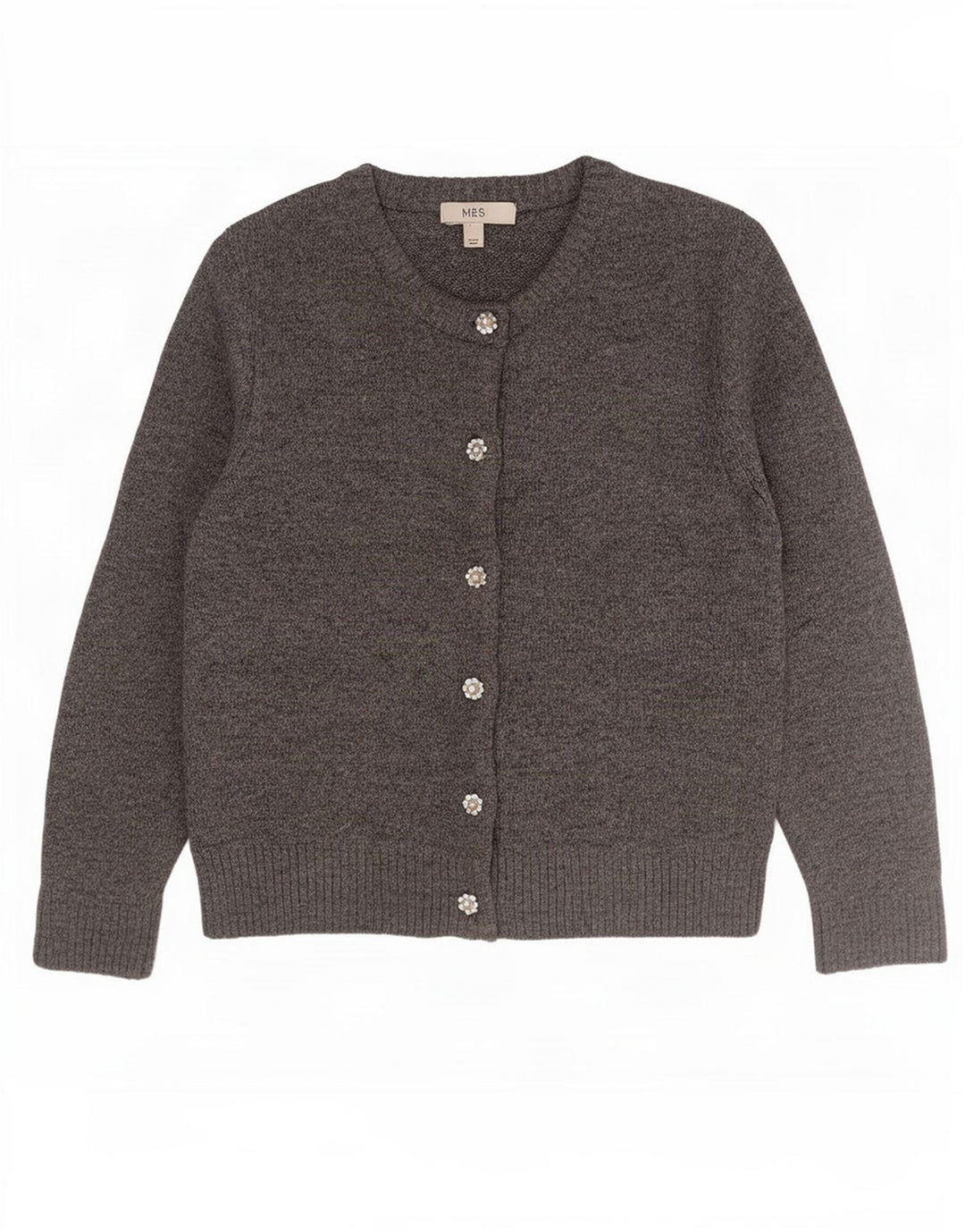 Marks & Spencer Dame Oversized Cardigan Sweater UK 10 Small Grå Akryl