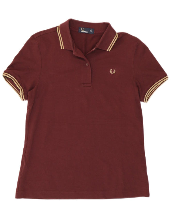 Polo da donna Fred Perry UK 12 cotone a righe bordeaux medio