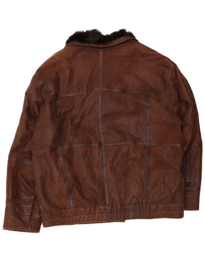 Vintage Herren Shearling Jacke UK 40 Großes braunes Patchwork