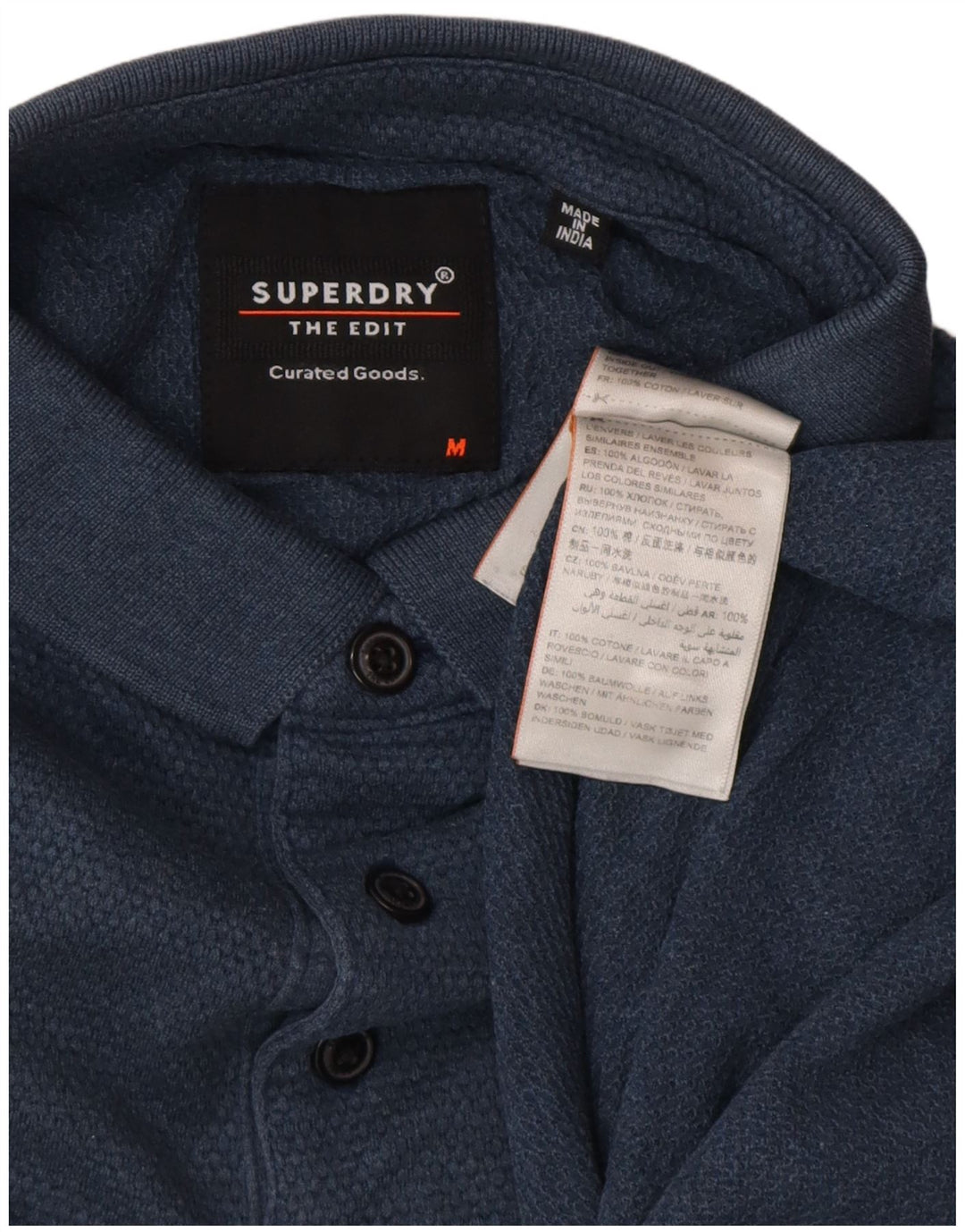 Superdry Mens Polo Shirt Medium Navy Blue Cotton