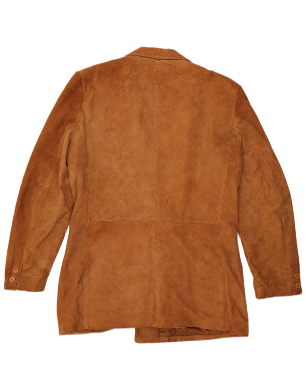 vintage Mens Double Breasted Suede Blazer Veste IT 52 XL Cuir Marron
