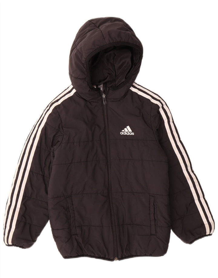 Giacca imbottita con cappuccio ADIDAS per ragazzi 7-8 anni in poliestere nero
