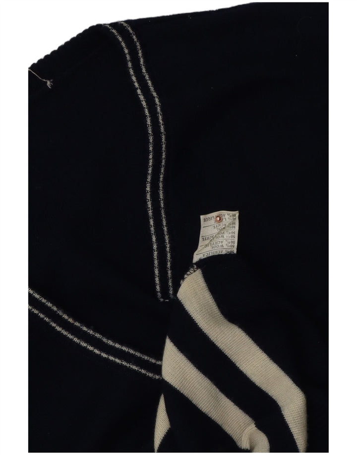 Vintage herrevest tanktop mellem marineblå stribet uld