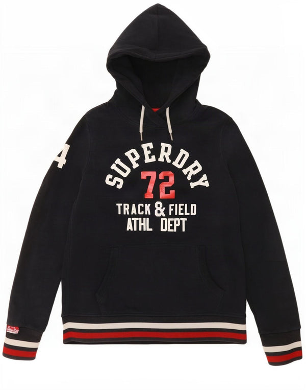 Damski sweter z kapturem Superdry Graphic UK 14, duży, granatowy, bawełniany