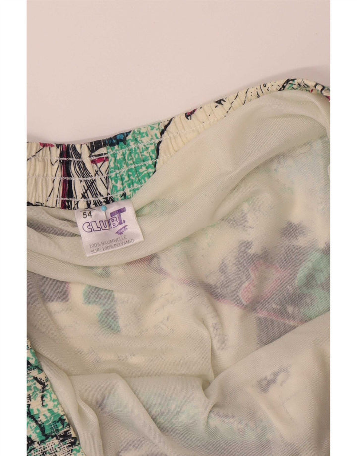 Vintage Mens Abstract Pattern Swimming Shorts IT 54 XL Multicoloured Cotton