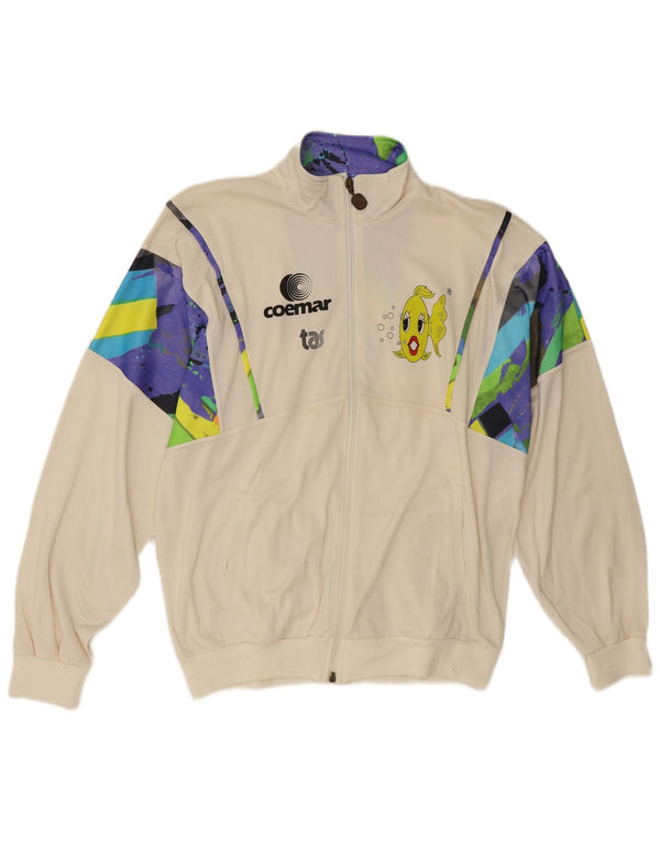 Gazelle Mens Graphic Tracksuit Top Jacket Medium Off White Colourblock