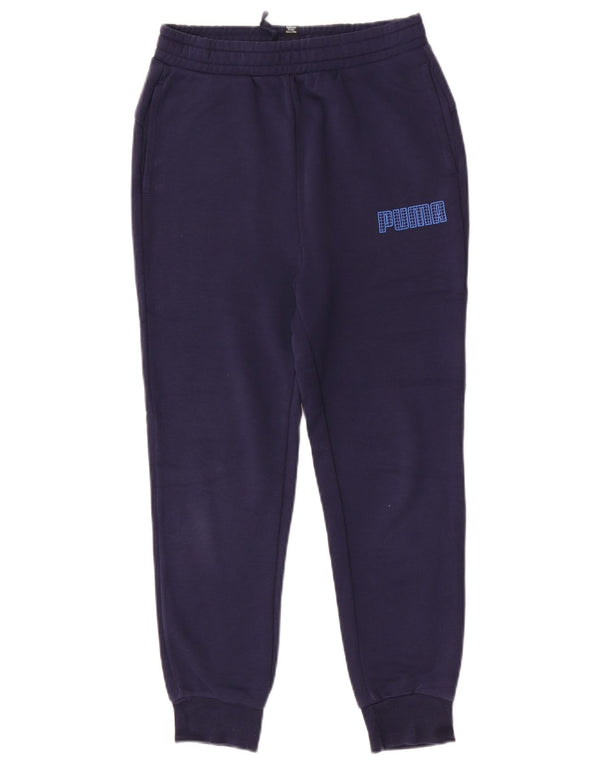 Puma Boys Graphic Tracksuit Trousers Joggers 11-12 Years Navy Blue Cotton