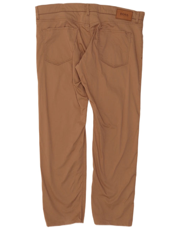 Hugo Boss Mens Straight Casual Trousers W40 L32 Beige Cotton
