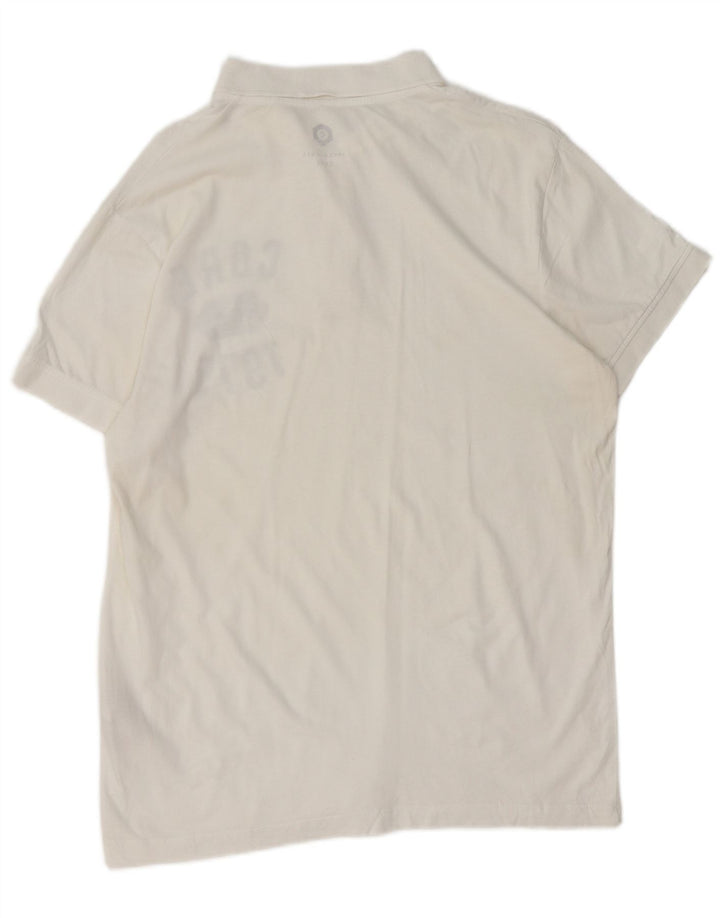 JACK & JONES Mens Core Graphic Polo Shirt Medium White Cotton