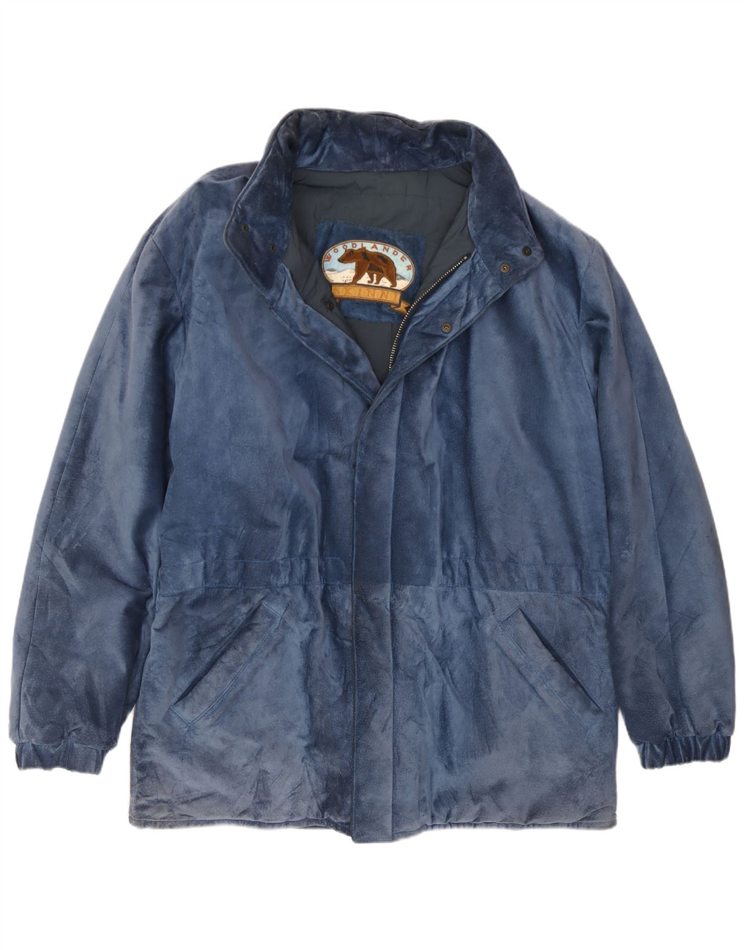 Vintage Mens Suede Jacket IT 50 Large Blue Modal