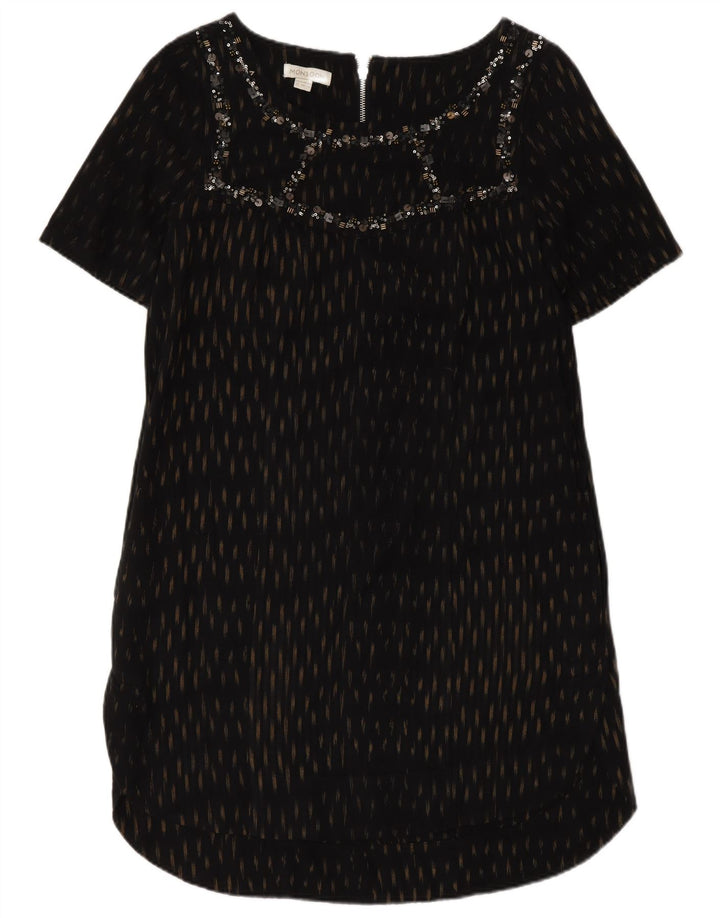 Abito a trapezio da donna Monsoon UK 12 Cotone maculato nero medio
