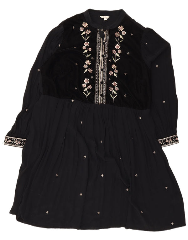 Abito a trapezio da donna a maniche lunghe Monsoon UK 18 XL Poliestere floreale nero