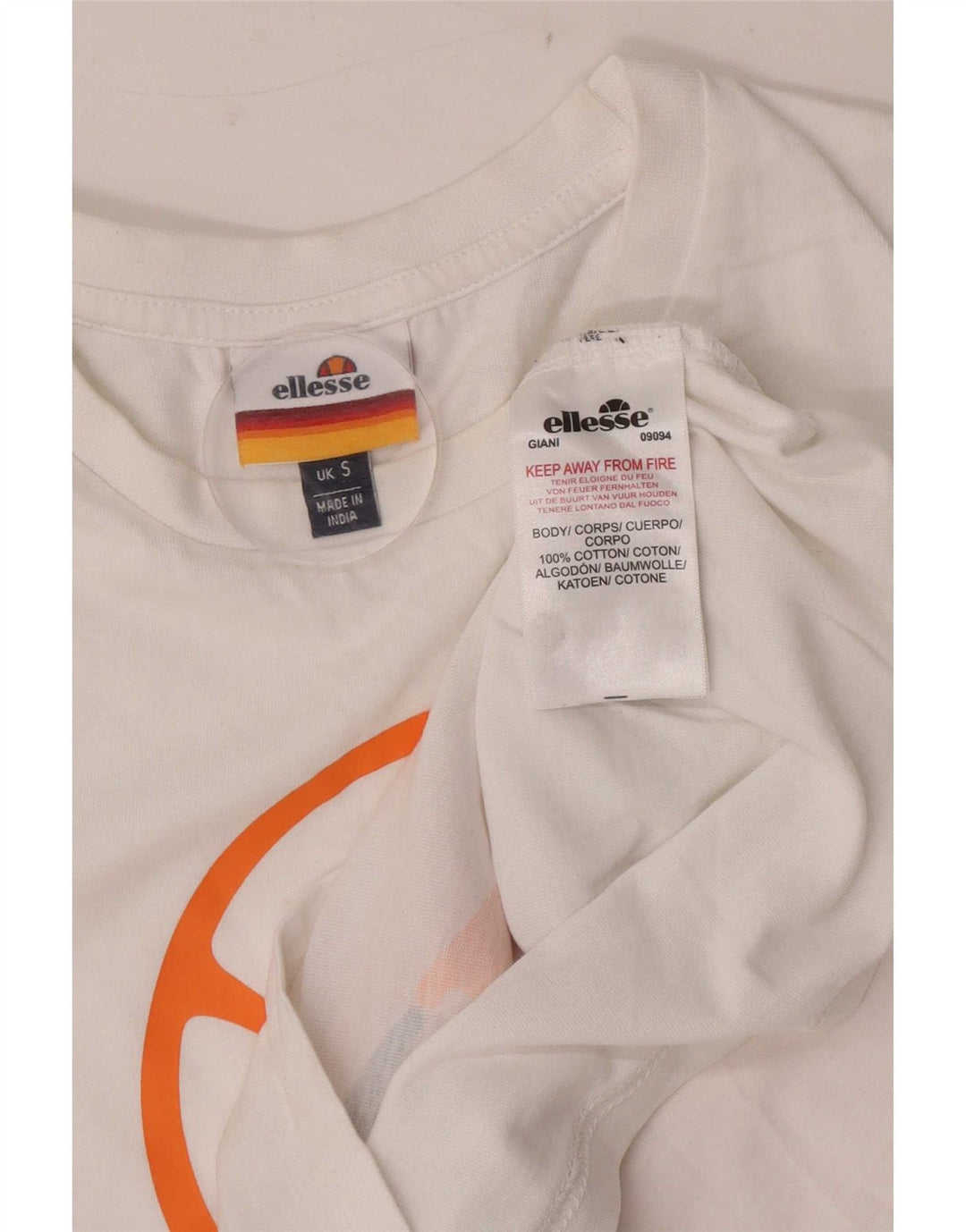 Ellesse Mens Graphic T-Shirt Top Small White Cotton