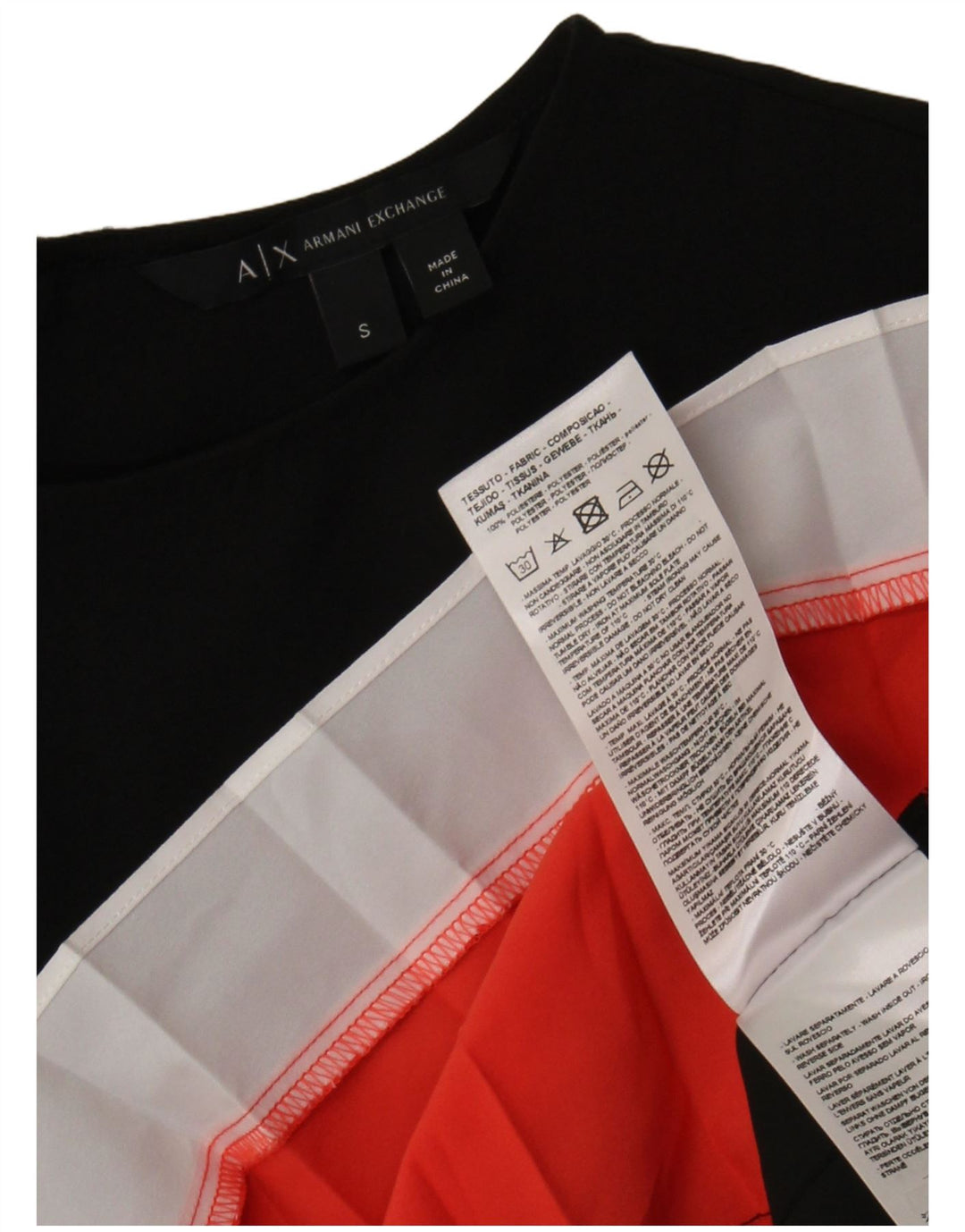 ARMANI EXCHANGE Womens Blouse Top UK 10 Small Black Colourblock Polyester