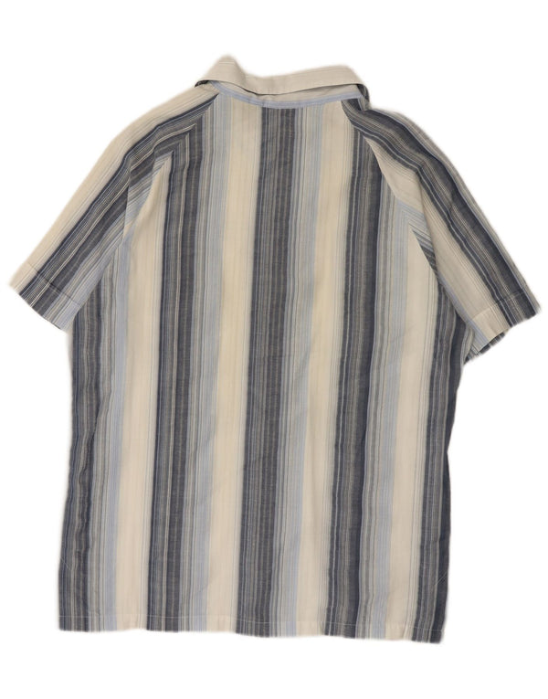 LEE Chemise pull à manches courtes pour homme en coton rayé bleu