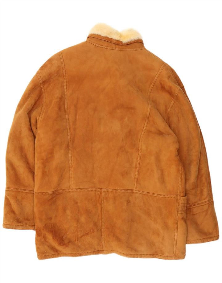Vintage Mens Shearling Jacket IT 52 XL Brown Shearling