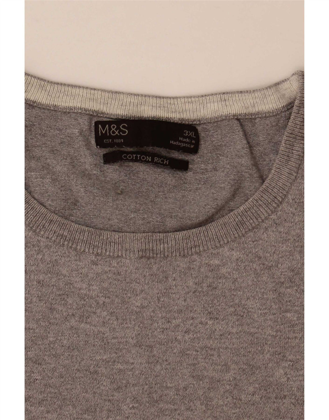 Marks & Spencer Mens Crew Neck Jumper Sweater 3XL Grey Colourblock
