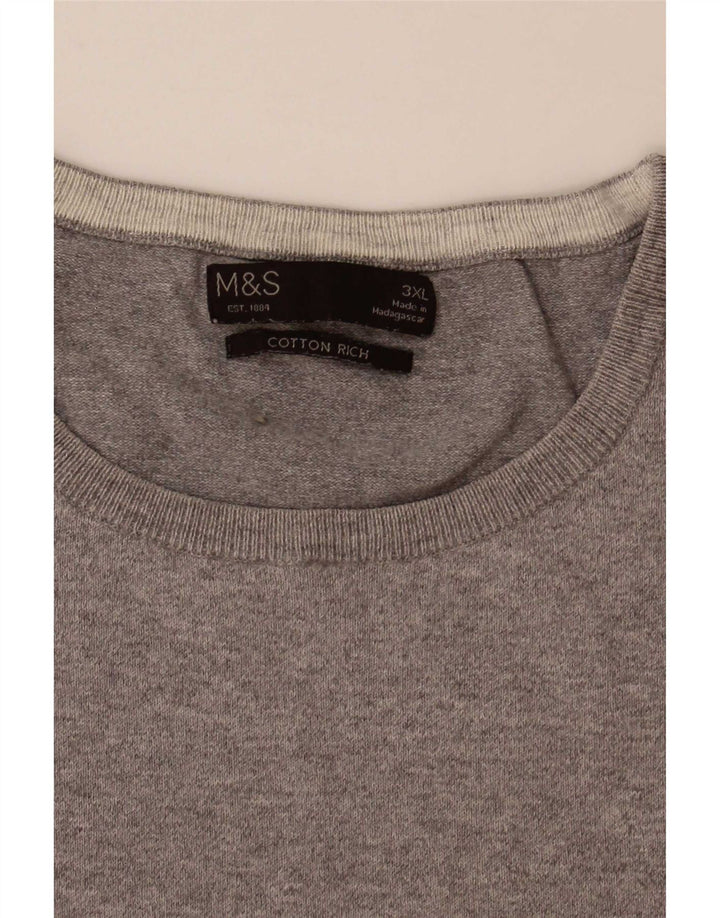 Marks & Spencer Mens Crew Neck Jumper Sweater 3XL Grey Colourblock