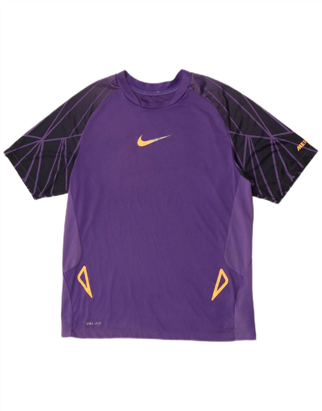 Nike Mens Dri Fit T-Shirt Top Medium Purple Colourblock Polyester