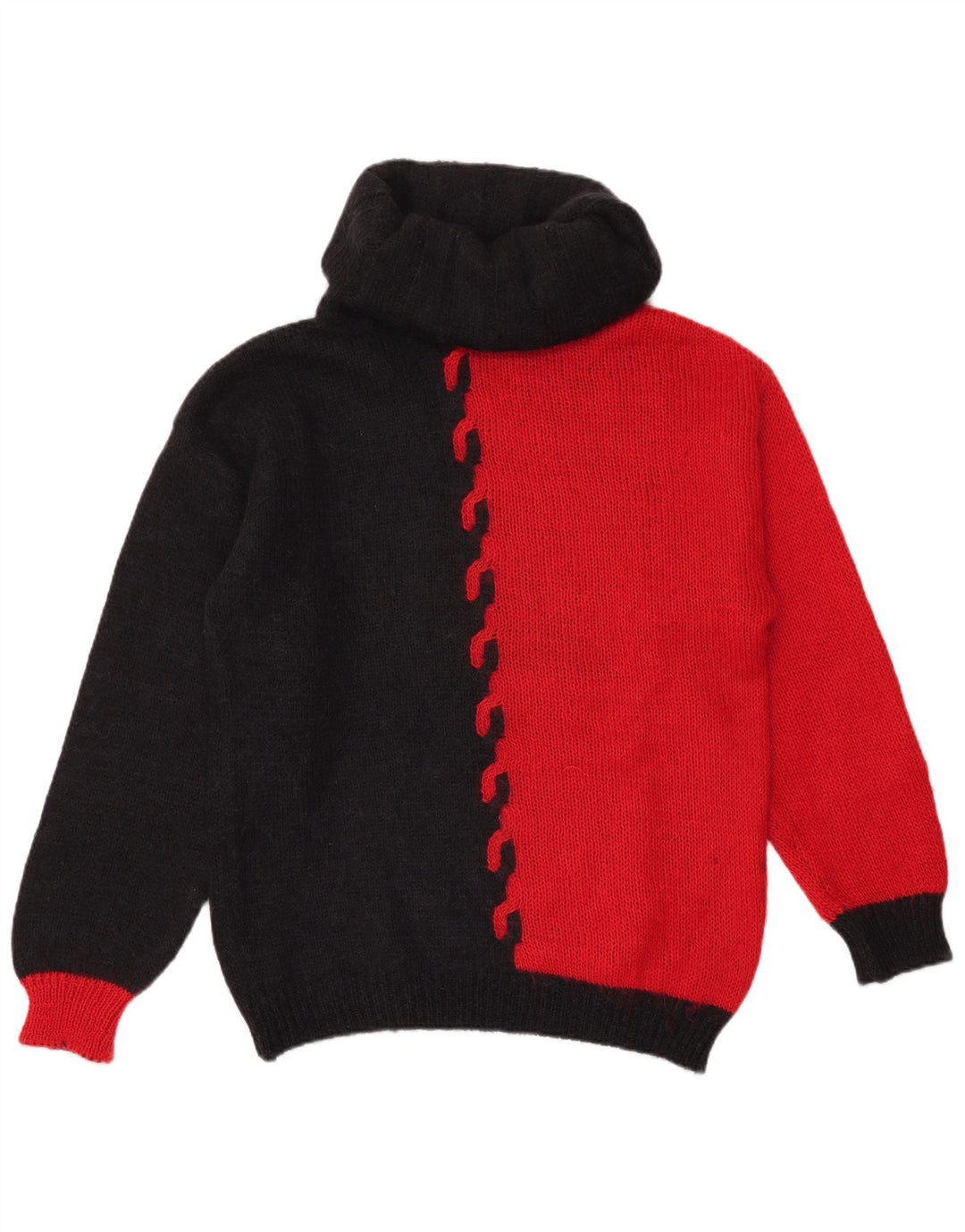 Sandhu Mens Roll Neck Jumper Sweater Large Red Colourblock