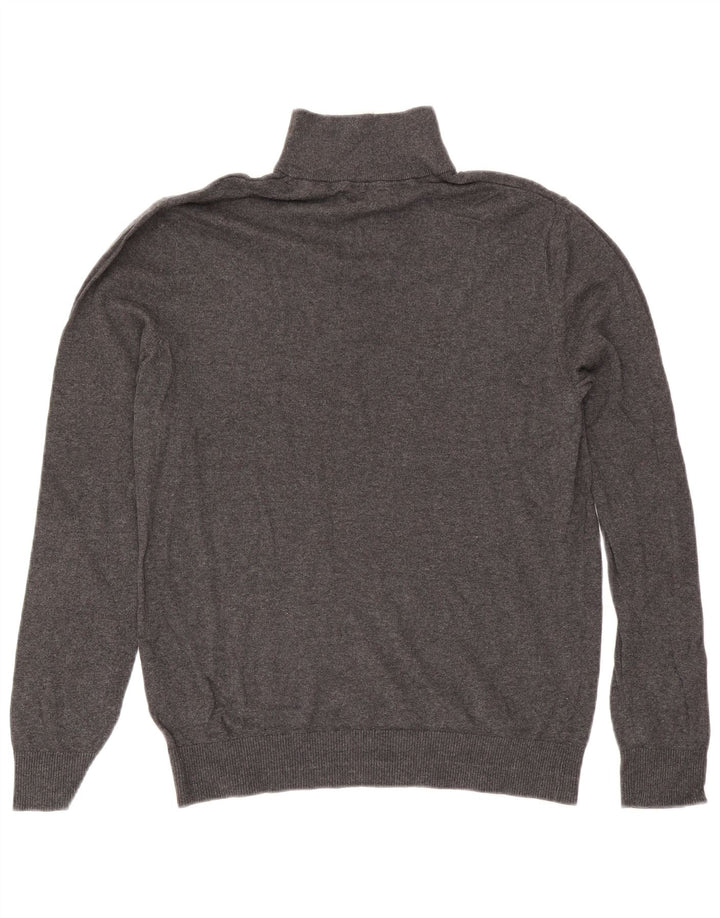 Jack & Jones Mens Zip Neck Jumper Sweater Medium Grey Cotton