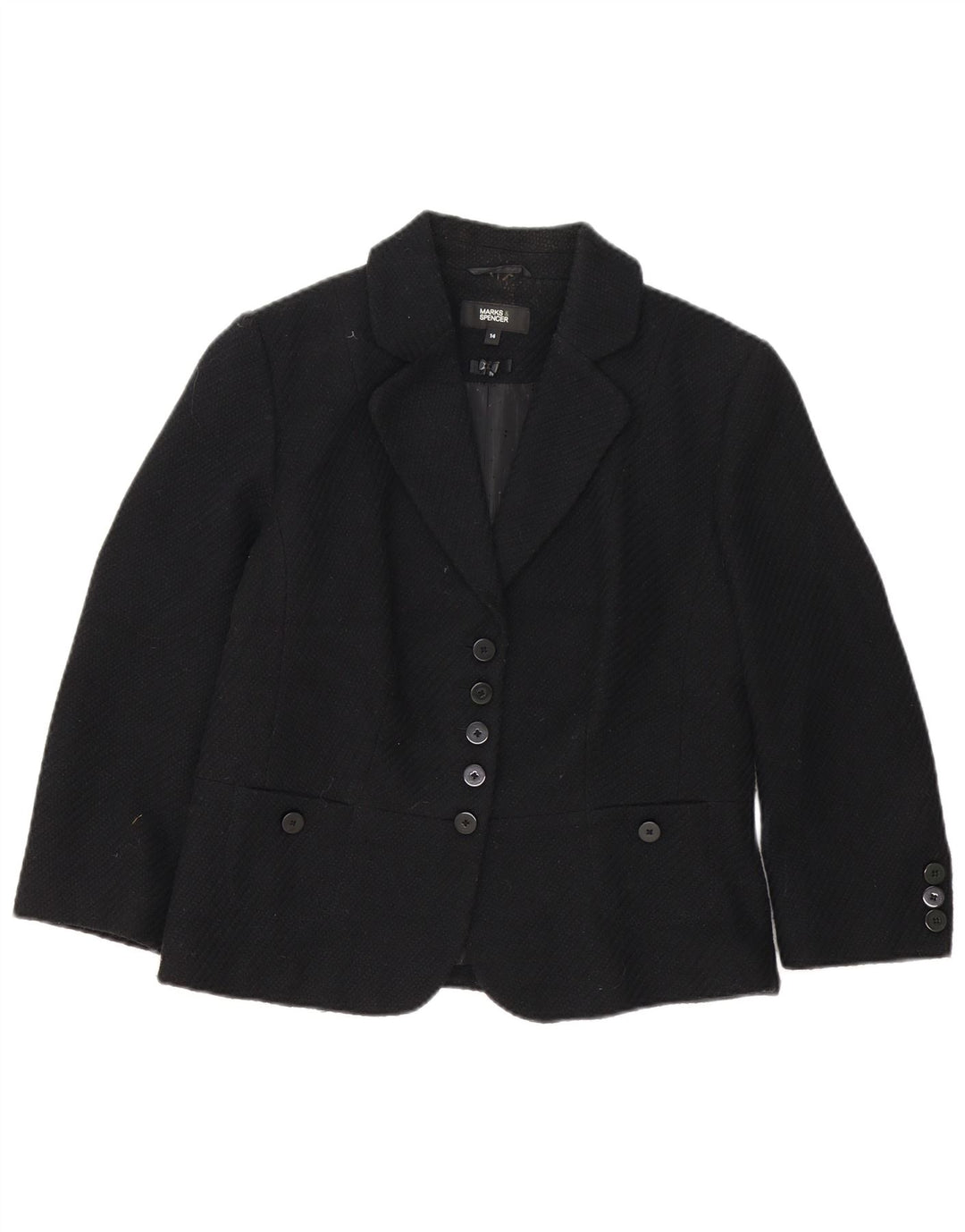 Marks & Spencer Dame 5 Button Blazer Jacket UK 14 Medium Sort Polyester