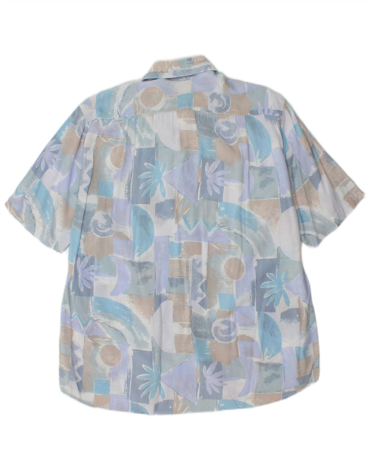 VINTAGE Mens Short Sleeve Shirt Medium Blue Geometric