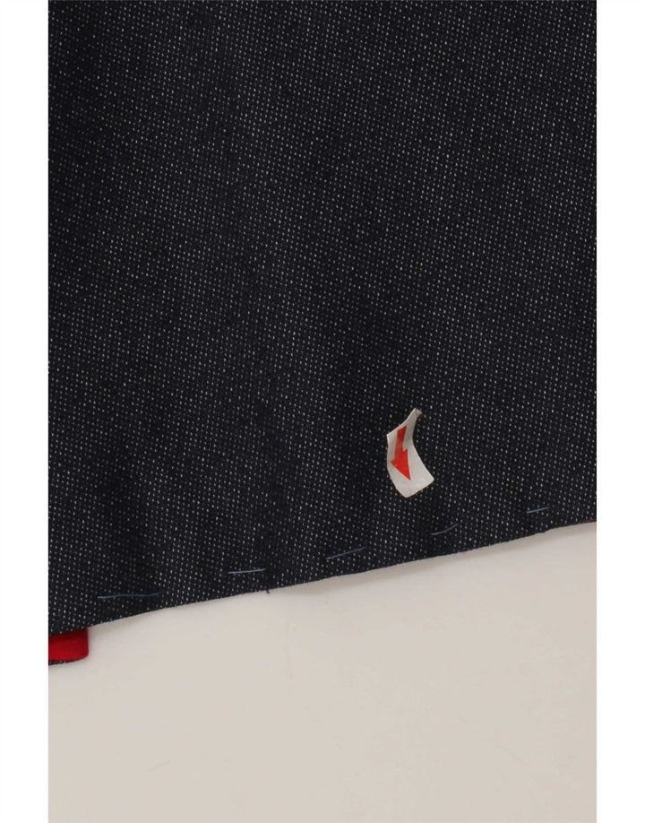Gilet APERTO in denim vintage da donna UK 10 piccolo patchwork multicolore