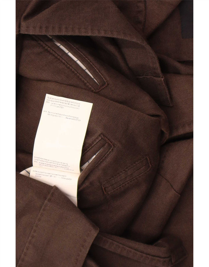 Hugo Boss Mens 2 Button Blazer Jacket EU 52 XL Brown Linen