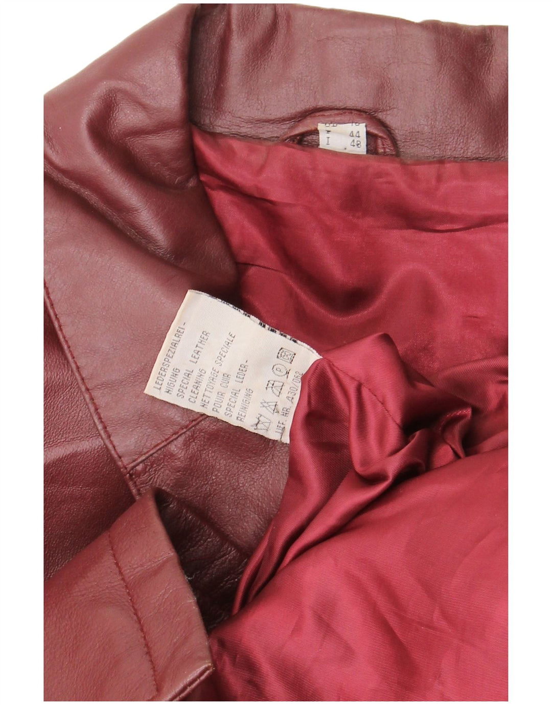 Vintage Womens Leather Coat IT 48 XL Maroon Leather