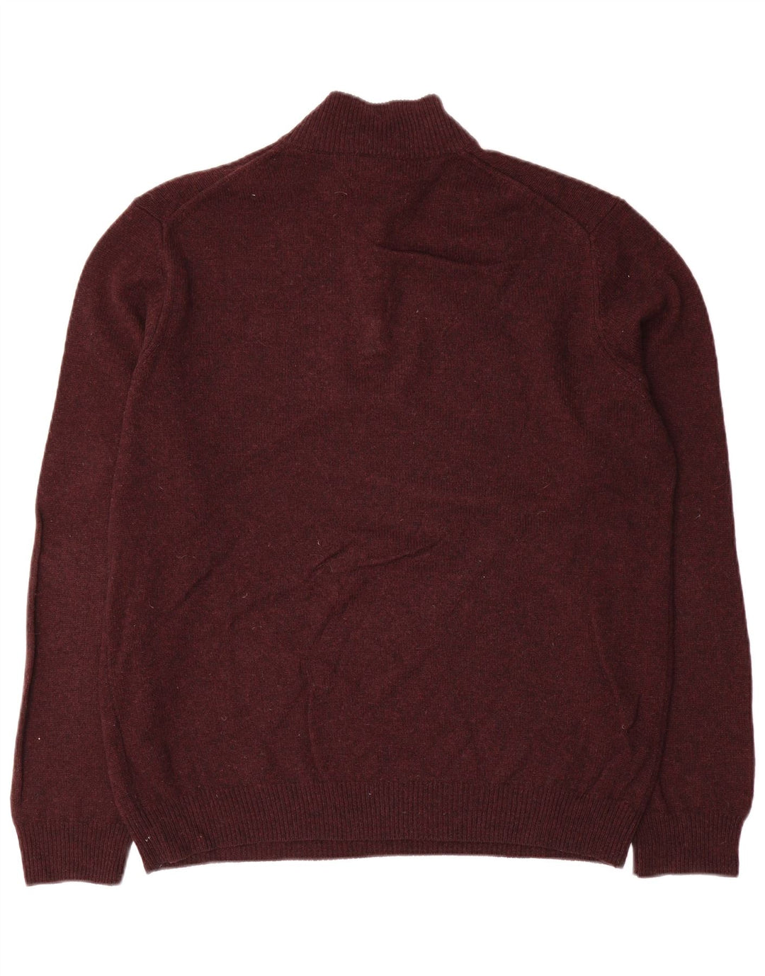 Marks & Spencer Mens Zip Neck Jumper Sweater Large Burgundy Wool